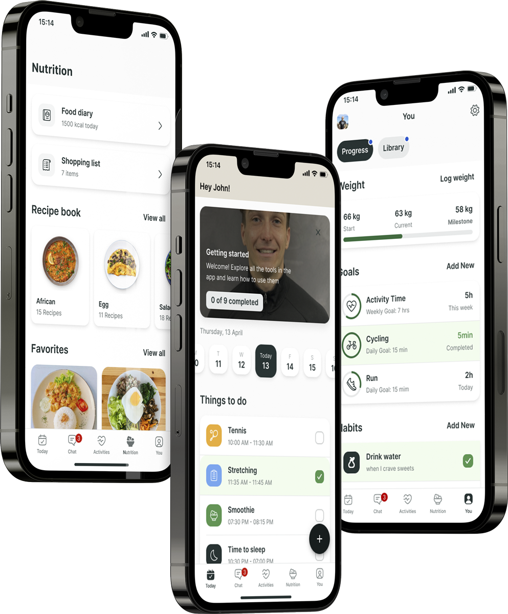 A mockup of the coaching app showcasing the features.
